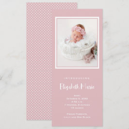 Pink Baby Girl Foto Birth Ankündigung