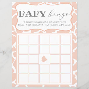 Pink Baby Girl Giraffe Baby Bingo