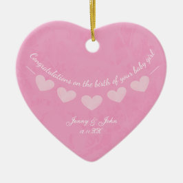 Pink Baby Girl Gratulationen bunte Herz Keramik Ornament