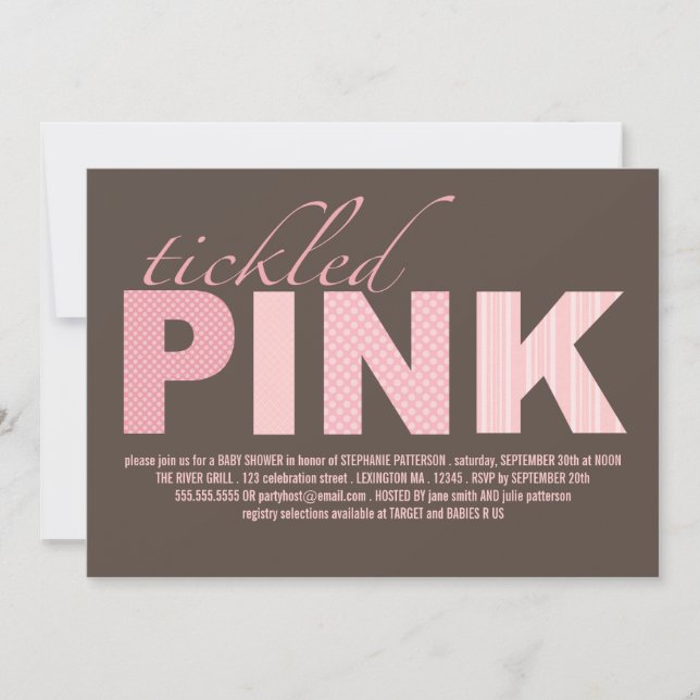 Pink Baby Girl Modern Baby Dusche Einladung (Vorderseite)