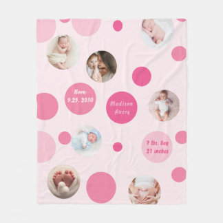 Pink Baby Girl Name Geburtsdatum Datum, Fotos Fleecedecke