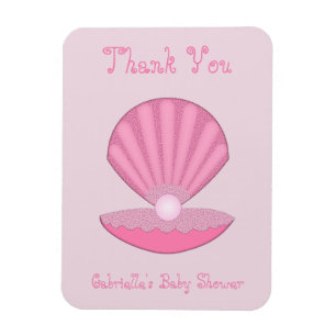 Pink Baby Girl Oyster Muschel und Pearl Baby Dusch Magnet