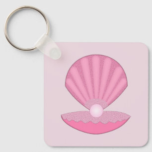 Pink Baby Girl Oyster Muschel und Pearl Baby Dusch Schlüsselanhänger