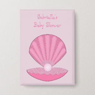 Pink Baby Girl Oyster Muschel und Pearl Custom Button