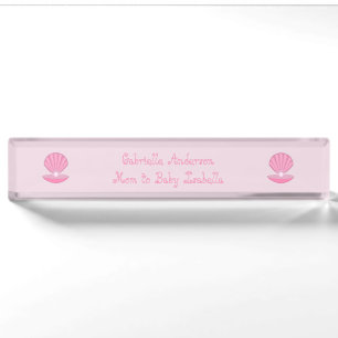 Pink Baby Girl Oyster Muschel und Pearl Custom Namensplakette