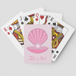 Pink Baby Girl Oyster Muschel und Pearl Custom Spielkarten