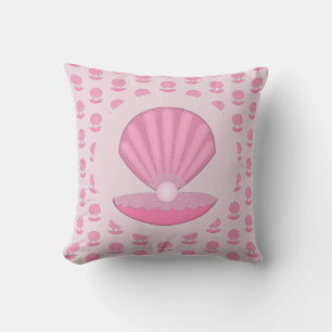 Pink Baby Girl Oyster Muschel und Pearl Gemustert Kissen