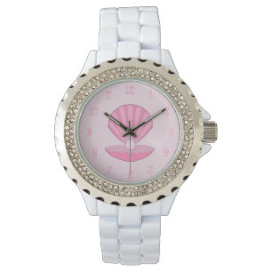 Pink Baby Girl Oyster Muschel und Perle Armbanduhr