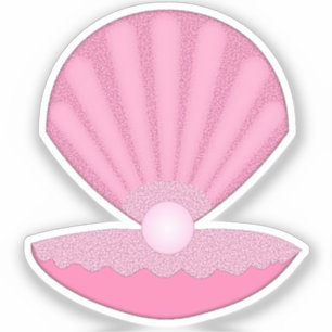 Pink Baby Girl Oyster Muschel und Perle Aufkleber