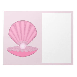 Pink Baby Girl Oyster Muschel und Perle Notizblock