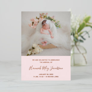 Pink Baby Girl Photo Faire-part de naissance moder