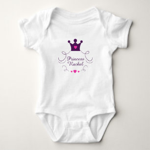Pink Baby Girl Princess Crown Tiara Royalty Hearts Strampler