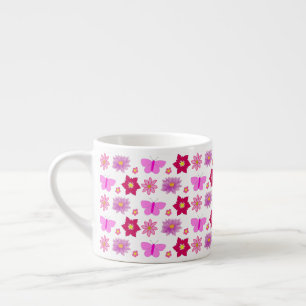 Pink Baby Girl Schmetterlinge und Blume Gemustert Espressotasse