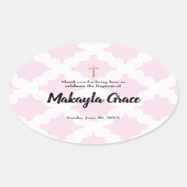 Pink Baby Girl Taufe Christening vielen Dank Ovaler Aufkleber