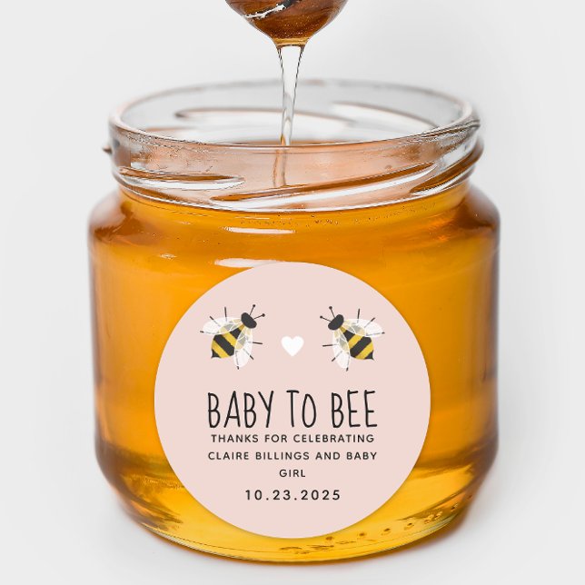 Pink Baby Girl to Bee Honey Duwer Gefallen Runder Aufkleber (Von Creator hochgeladen)