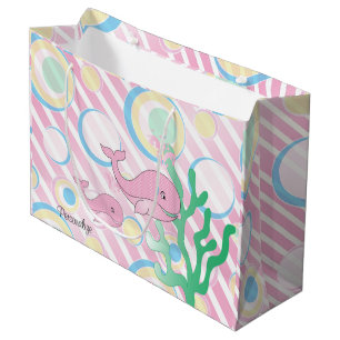 Pink Baby Girl Whale Große Geschenktüte