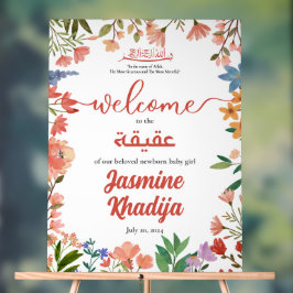 Pink Baby Girl Wildblume Aqiqah Aqeeqa Willkommen Acrylschild
