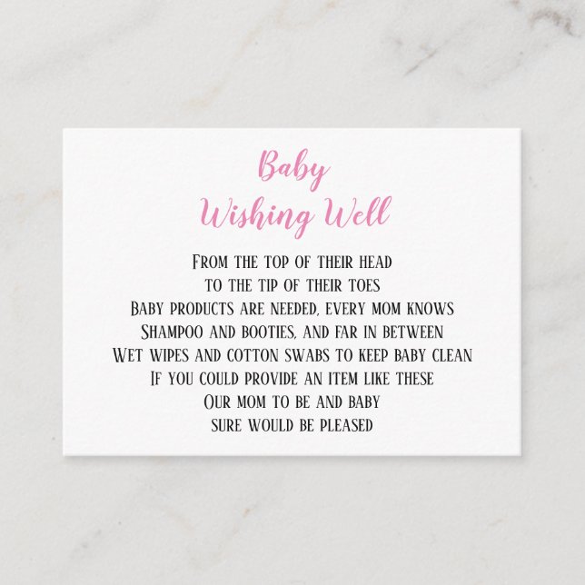 Pink Baby Girl Wünschen Baby Dusche Mini-Karten Begleitkarte (Vorderseite)