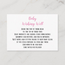 Pink Baby Girl Wünschen Baby Dusche Mini-Karten Begleitkarte