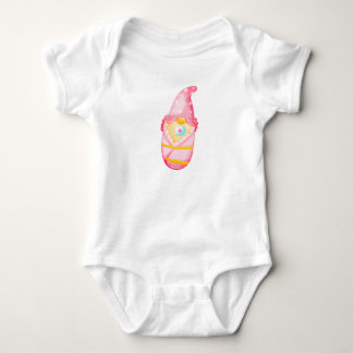 Pink baby Gnome Girl Watercolor Baby Strampler
