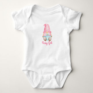 Pink baby Gnome Girl Watercolor Strampler