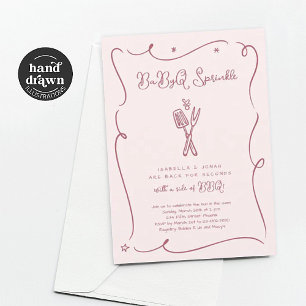 Pink Baby GRILLEN BaByQ Sprinkle Einladung für Mäd