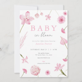 Pink Baby in Bloom Baby Dusche Einladung