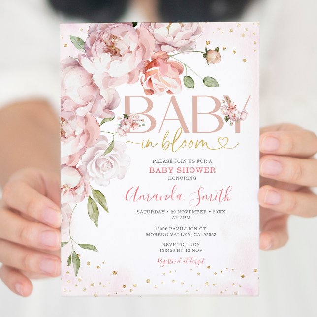 Pink Baby in Bloom Blume Girl Baby Dusche Einladung (Von Creator hochgeladen)