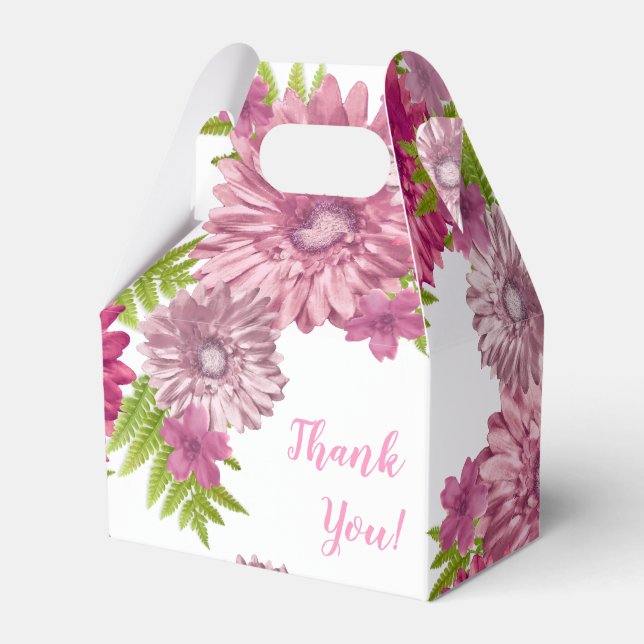 Pink Baby in Bloom Brunch Dusche Vielen Dank Geschenkschachtel (Vorderseite)