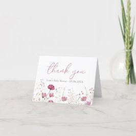 Pink Baby in Bloom Floral Wildblume Babydusche Dankeskarte