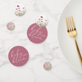 Pink Baby in Bloom Floral Wildblume Babydusche Konfetti