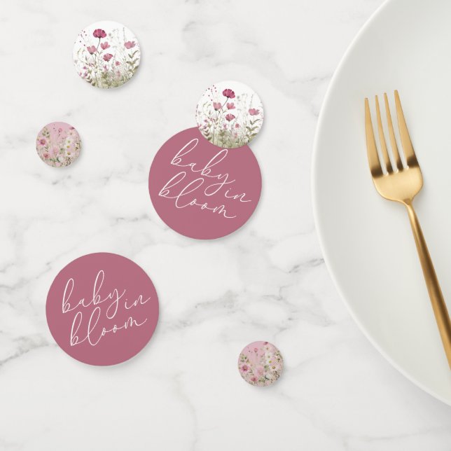 Pink Baby in Bloom Floral Wildblume Babydusche Konfetti (Gruppe)