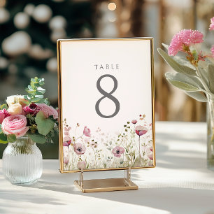Pink Baby in Bloom Floral Wildblume Babydusche Tischnummer