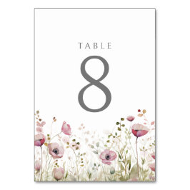 Pink Baby in Bloom Floral Wildblume Babydusche Tischnummer