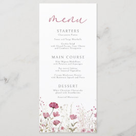 Pink Baby In Bloom Floral Wildflower Baby Shower Menükarte