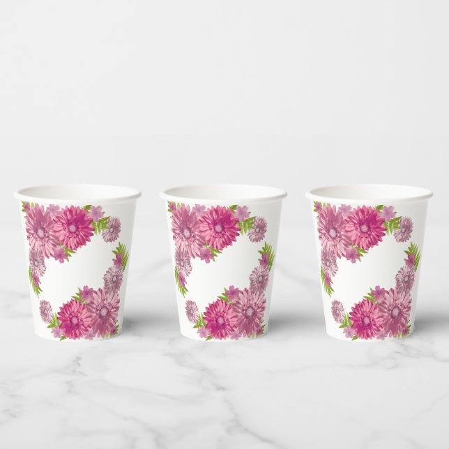 Pink Baby in Blütenbrunch-Dusche Pappbecher (Multi)