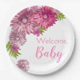 Pink Baby in Blütenbrunch-Dusche Pappteller