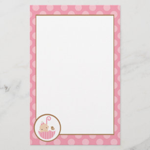 Pink Baby in Umbrella Babydusche Briefpapier
