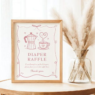 Pink Baby is Brewing Baby Shower Windel-Raffle Poster