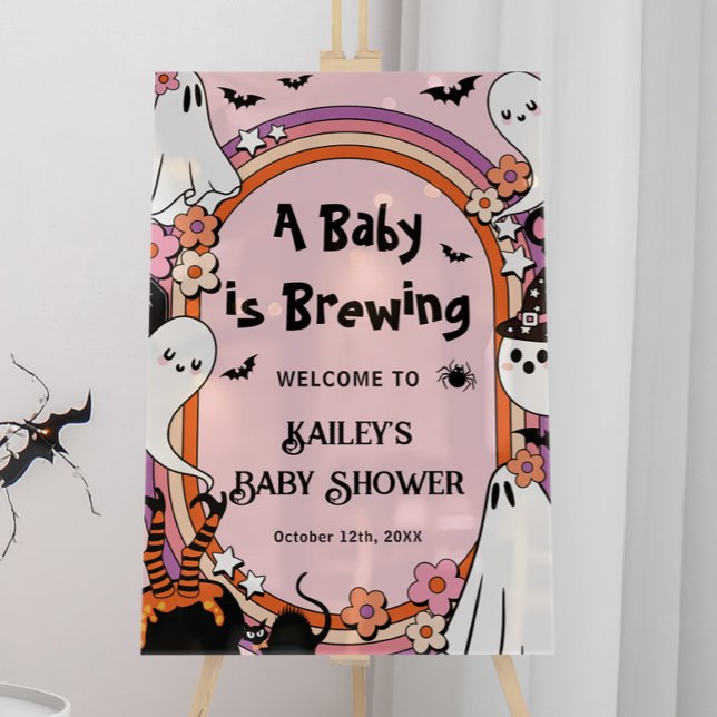 Pink Baby is Brewing Halloween Baby Shower Welcome (Créateur téléchargé)