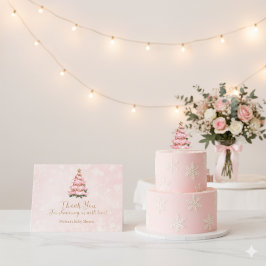 Pink Baby Its Cold Outside Thank You Card Dankeskarte