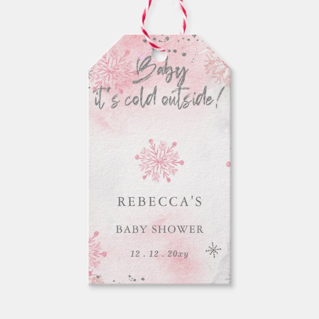 Pink Baby mit kalter Außendusche Geschenkanhänger (Vorderseite)