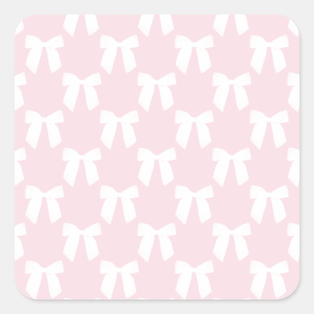 Pink-Baby mit weißen Bogen Quadratischer Aufkleber (Vorderseite)