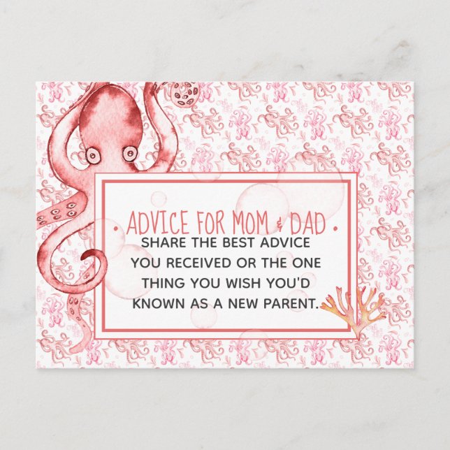 Pink Baby Octopus Kinderduschberatung für Mama & V Postkarte (Vorderseite)
