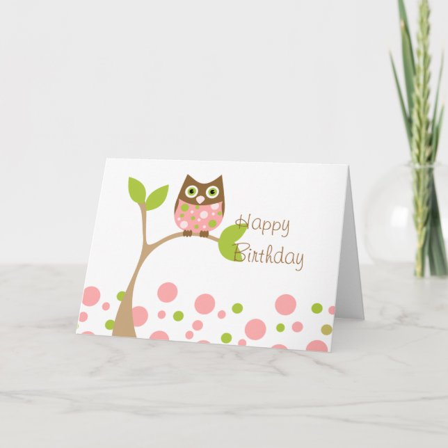 Pink Baby Owl Karte (Vorderseite)