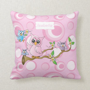 Pink Baby Owl Kissen