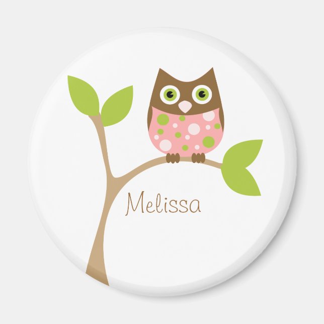 Pink Baby Owl Magnet (Vorne)