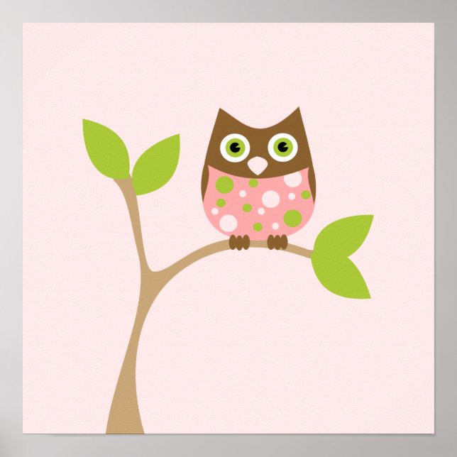 Pink Baby Owl Poster (Vorne)