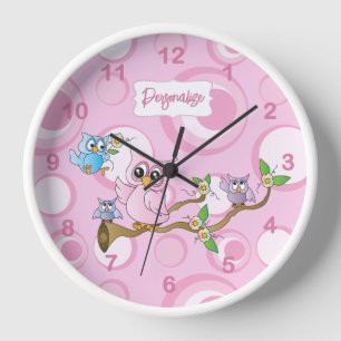 Pink Baby Owl Uhr