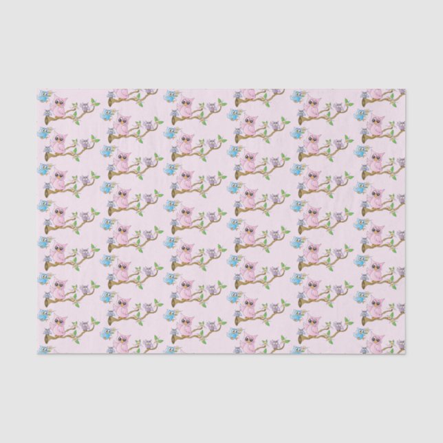 Pink Baby Owls | Baby Shower Seidenpapier (Vorderseite)